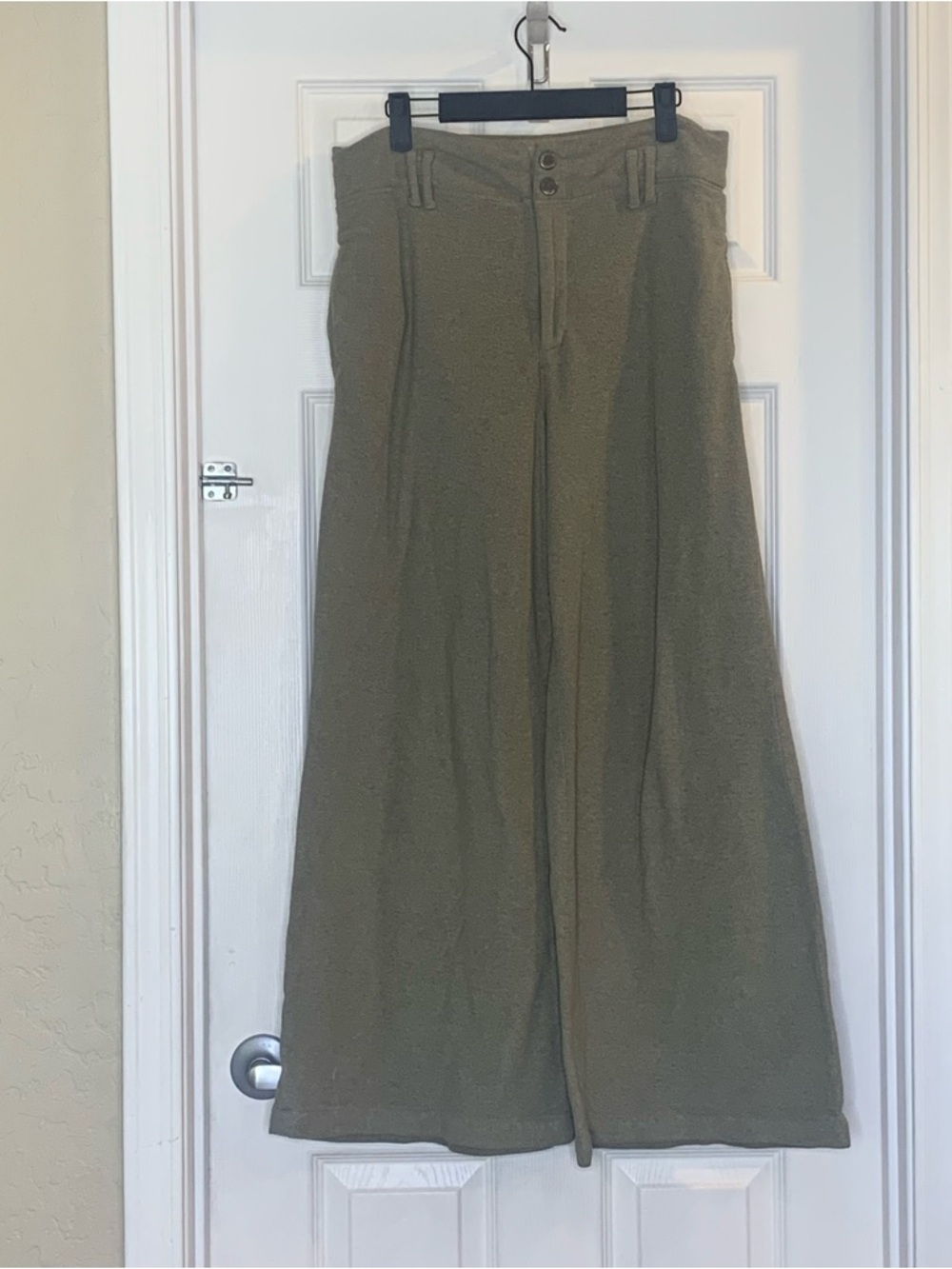 Free People Wide Leg High Rise Pants Olive Gray Size 12 - Picture 8 of 9